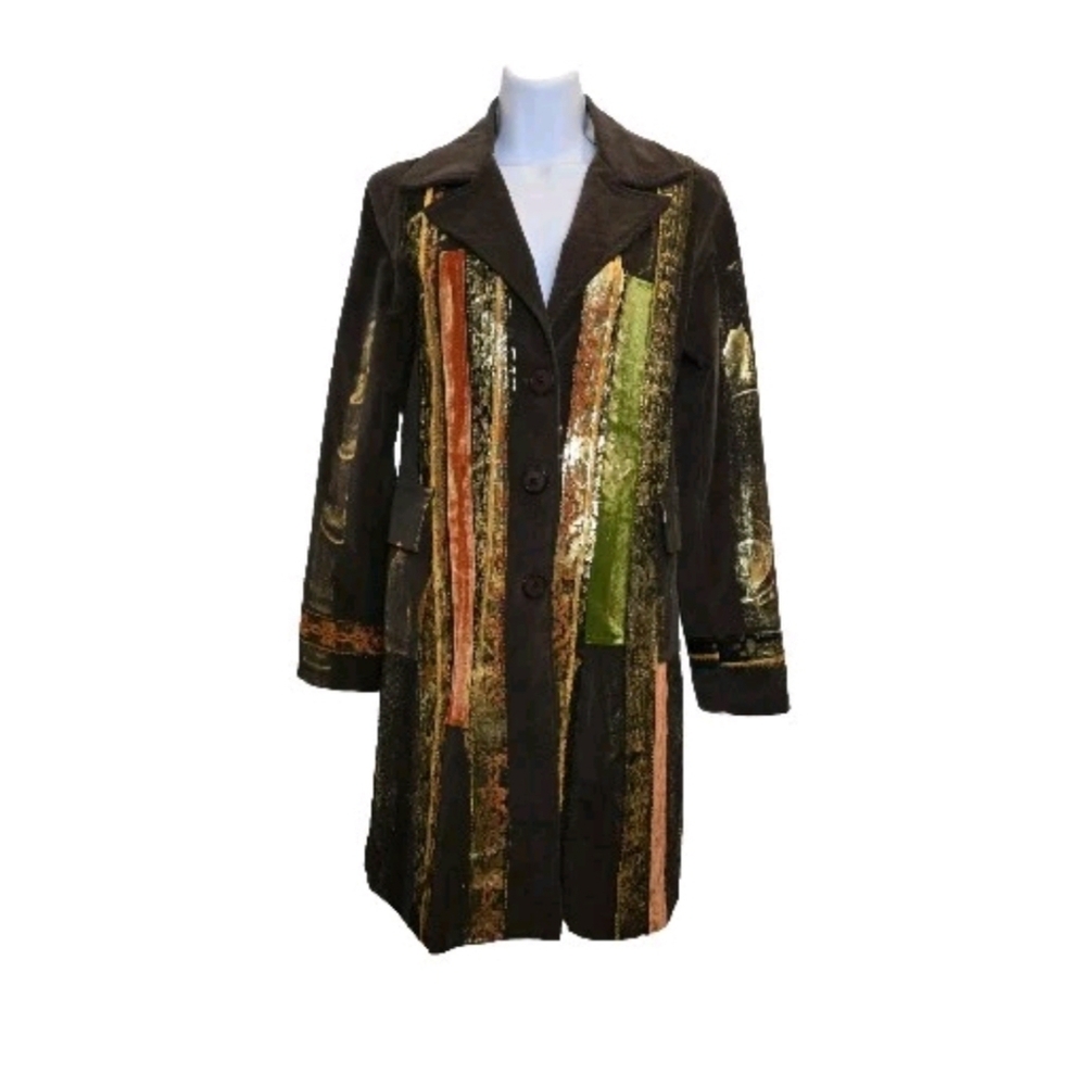 Rinascimento Jacket Art To Wear Brown Gold Womens Size Medium